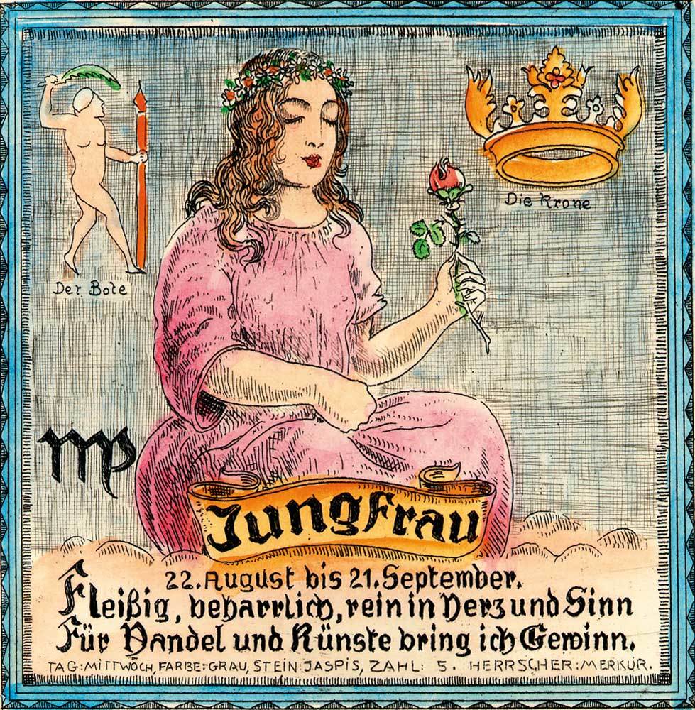 Illustration des Sternzeichens Jungfrau Kunstdruck Tiefdruck