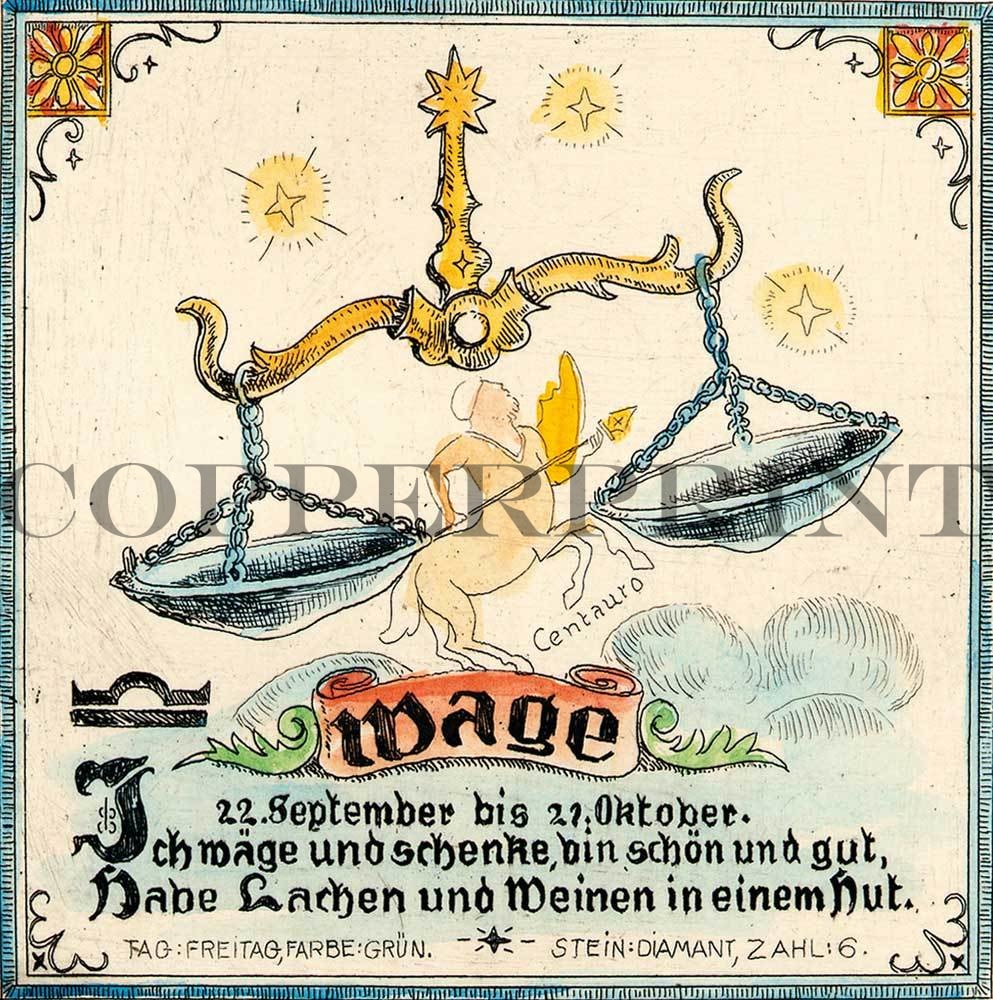 Sternzeichen Waage Kunstdruck Tiefdruck