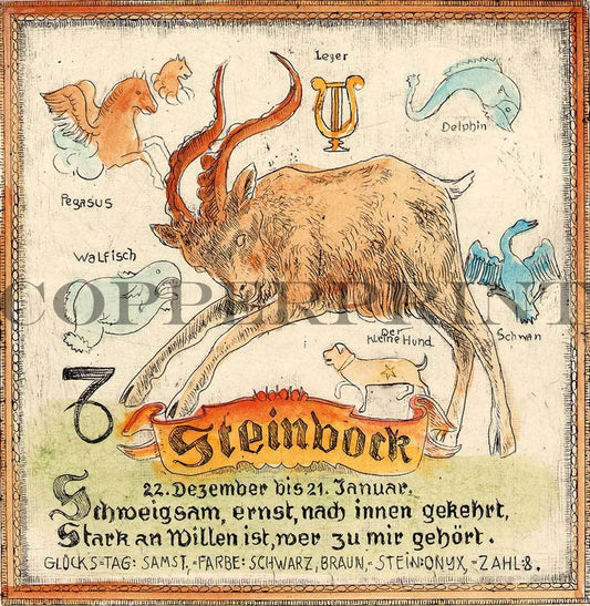 Sternzeichen Steinbock Kunstdruck Tiefdruck