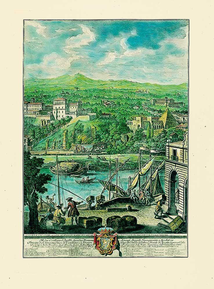Stadtansicht von Rom mit Tiber Kunstdruck Tiefdruck
