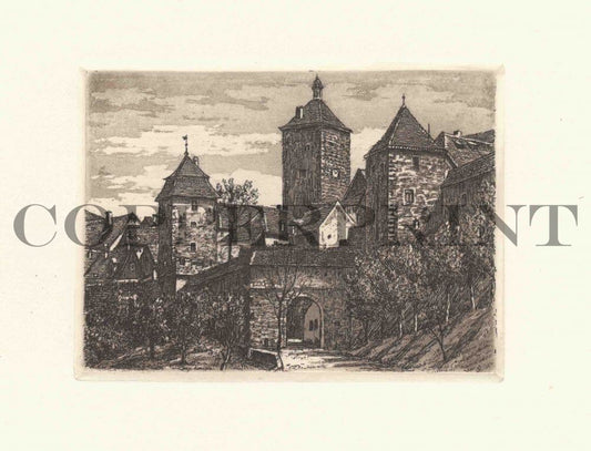 Stadtansicht von Rothenburg Kunstdruck Tiefdruck