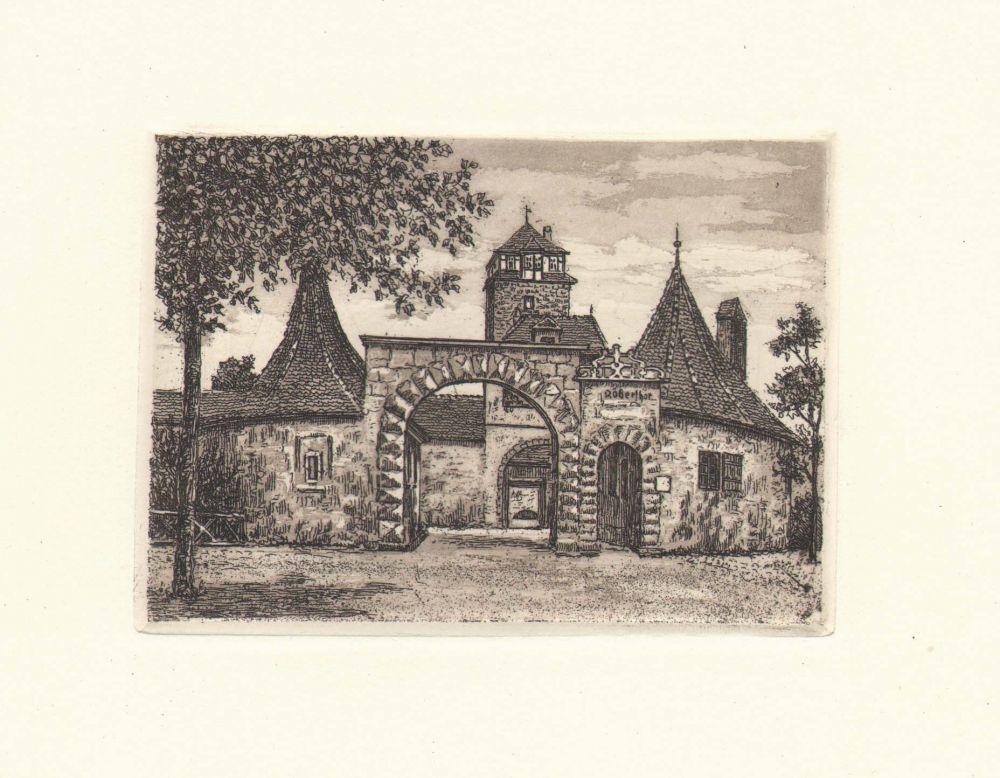 Stadtansicht von Rothenburg Rödertor Kunstdruck Tiefdruck
