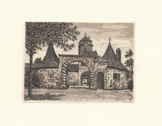 Stadtansicht von Rothenburg Rödertor Kunstdruck Tiefdruck