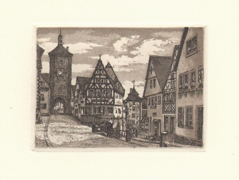 Stadtansicht von Rothenburg Kunstdruck Tiefdruck