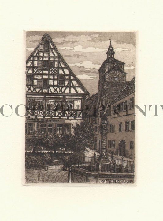 Weinkeller in Rothenburg Kunstdruck Tiefdruck