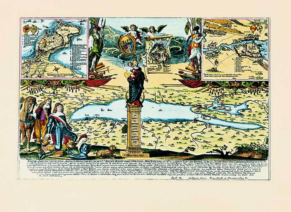 historische Karte vom Bodensee Kunstdruck Tiefdruck
