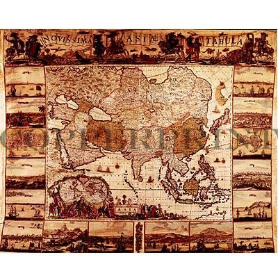  historischer Atlant von Asien Kunstdruck Tiefdruck
